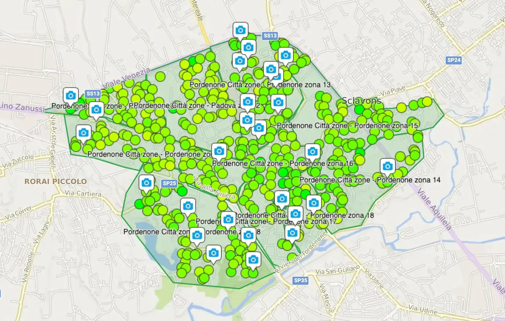 Mappa GPS geolocalizzazione distribuzione volantini – Pordenone